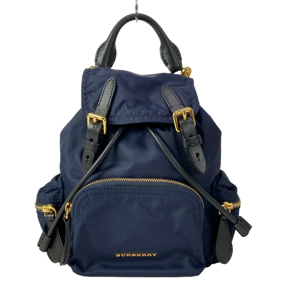 Burberry Backpack Navy Black Nylon Leather